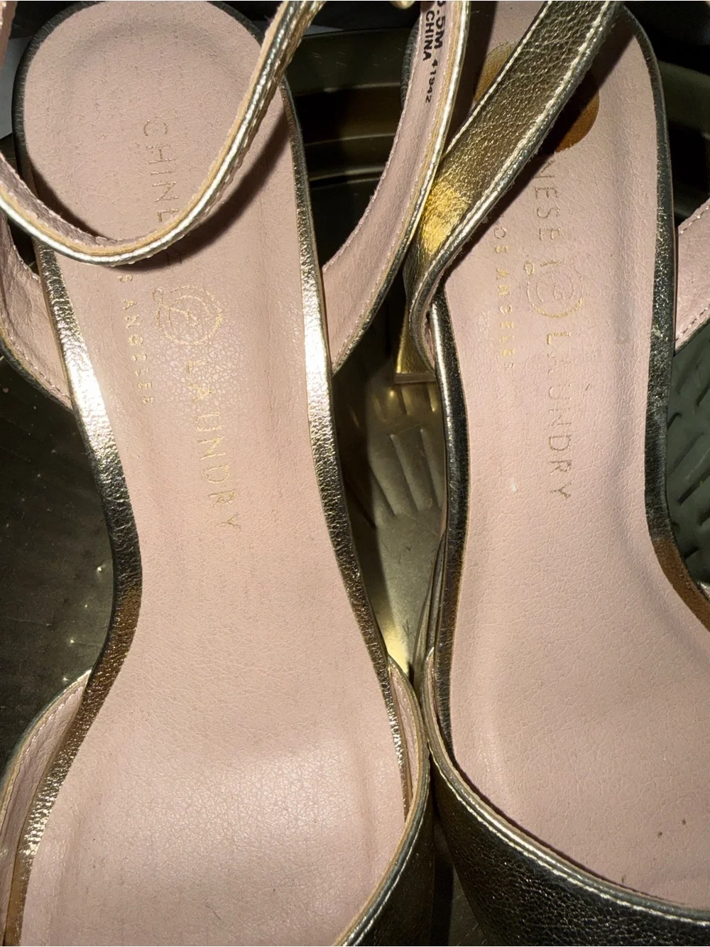 Metallic Gold Ankle-Strap Block Heel Sandals